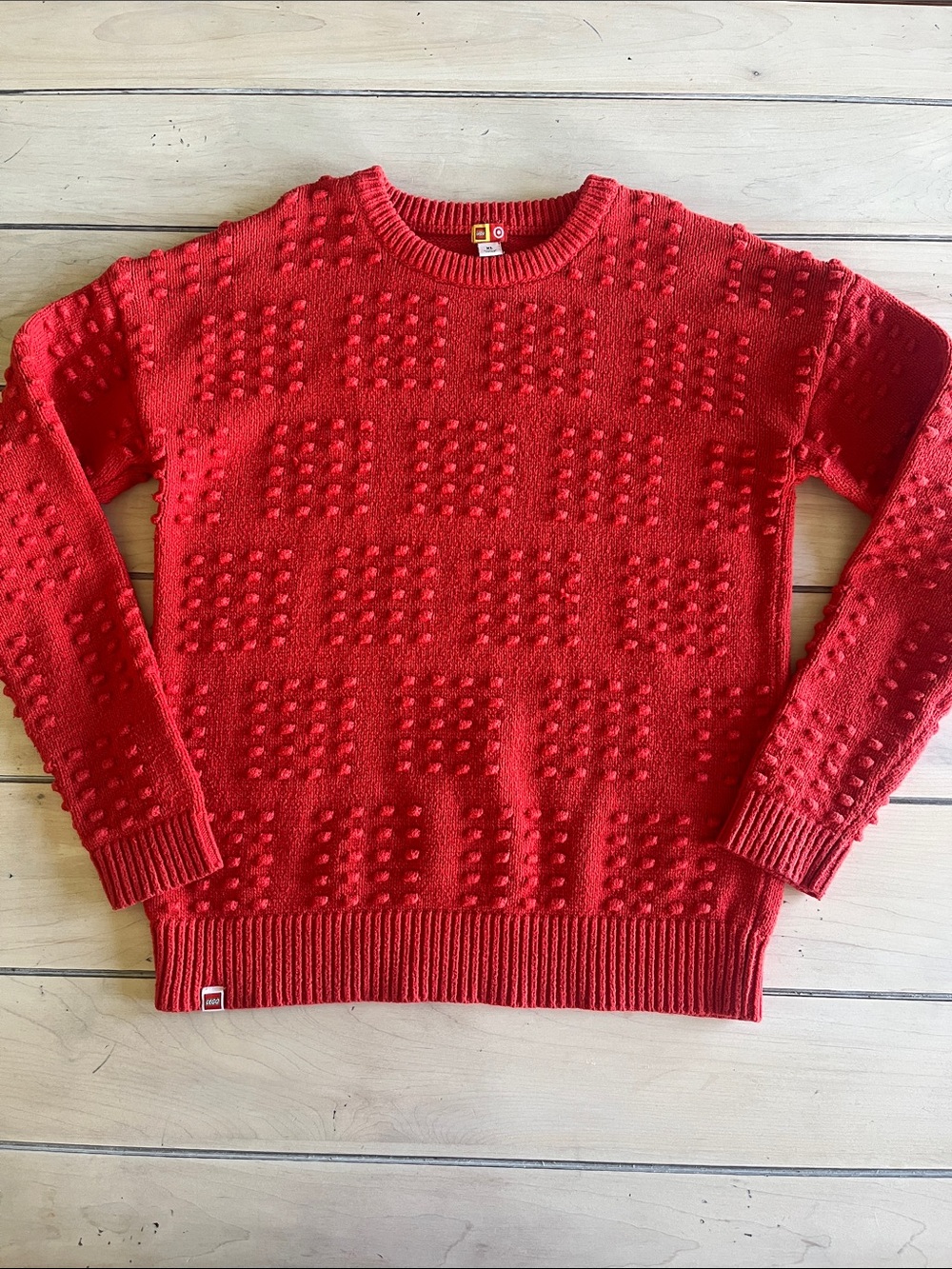 Lego Youth XL Bright Red Textured Crewneck Sweater